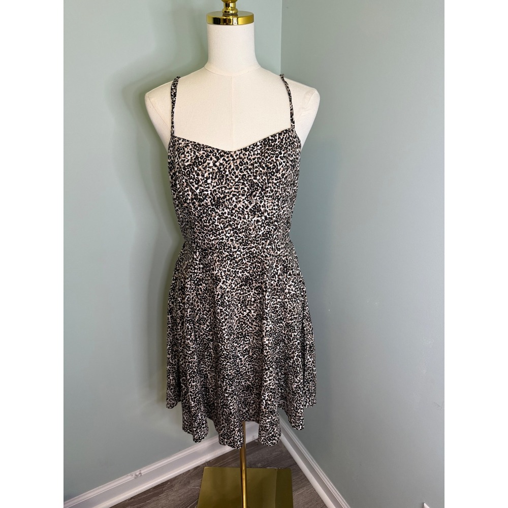 Old Navy Women Leopard Print Cami Fit & Flare Mini Dress Smocked Back Medium